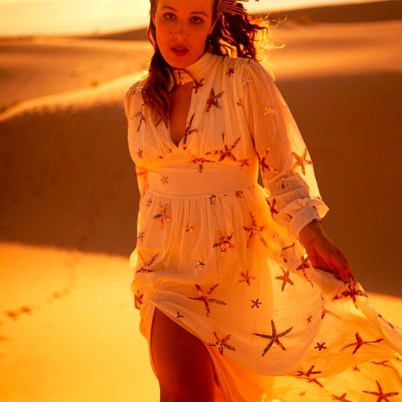 🆕 Sequin Beach Star Sheer Summer Maxi Dress S:Sm - Picture 2 of 9